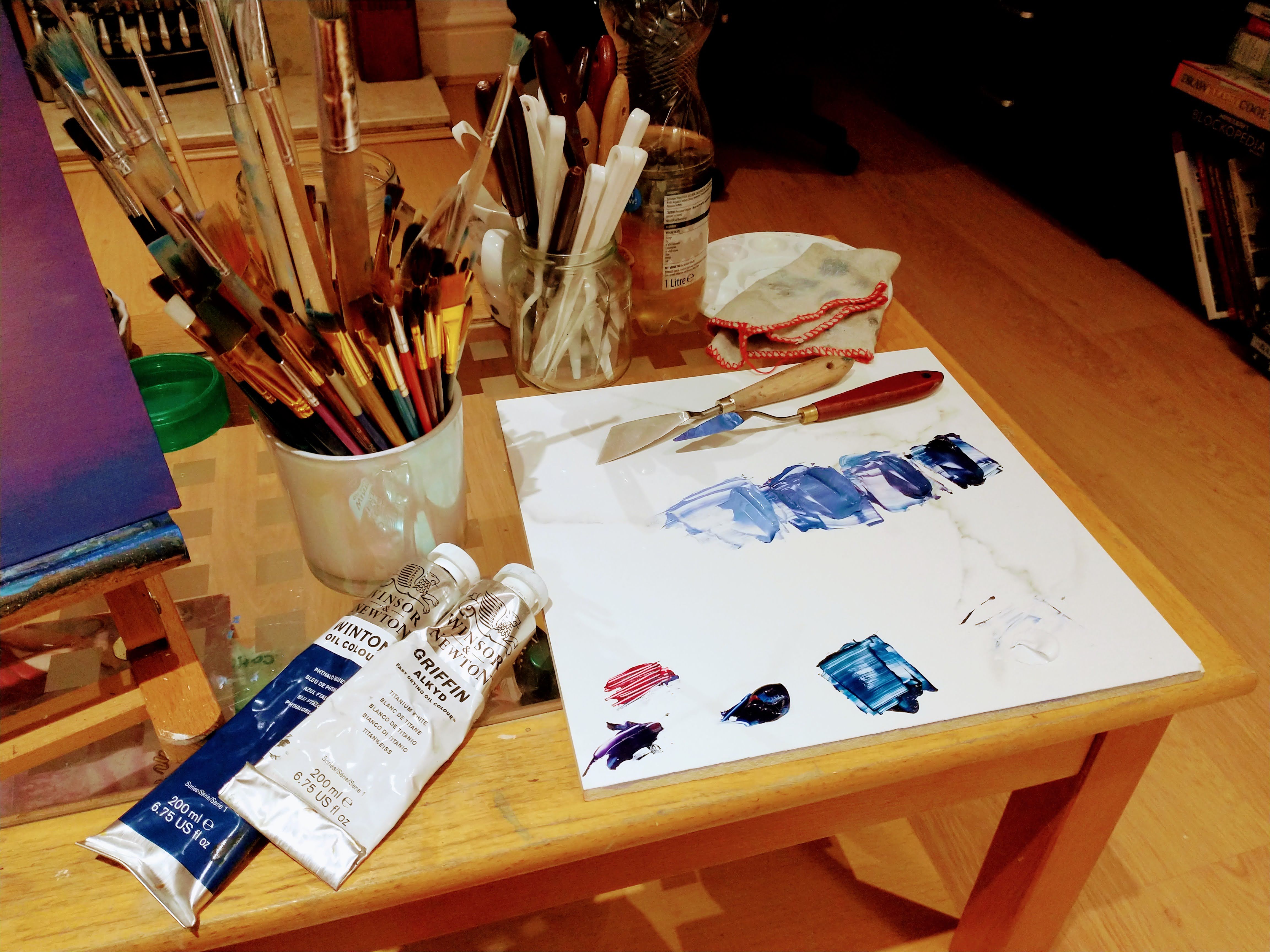 Artist's studio and painting materials